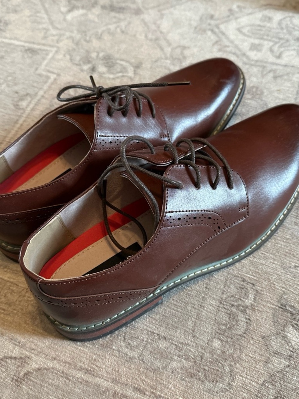 Men's Brown Leather Oxford Lace-Up Shoes
